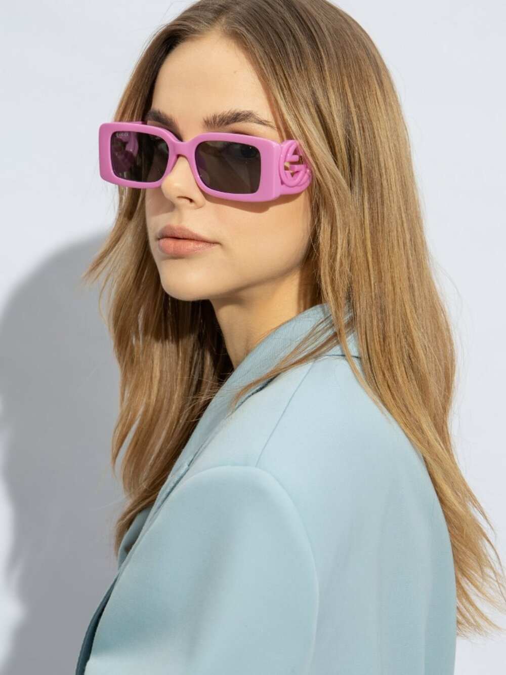 GUCCI GG1325S 006 PINK RECTANGLE UNISEX SUNGLASSES